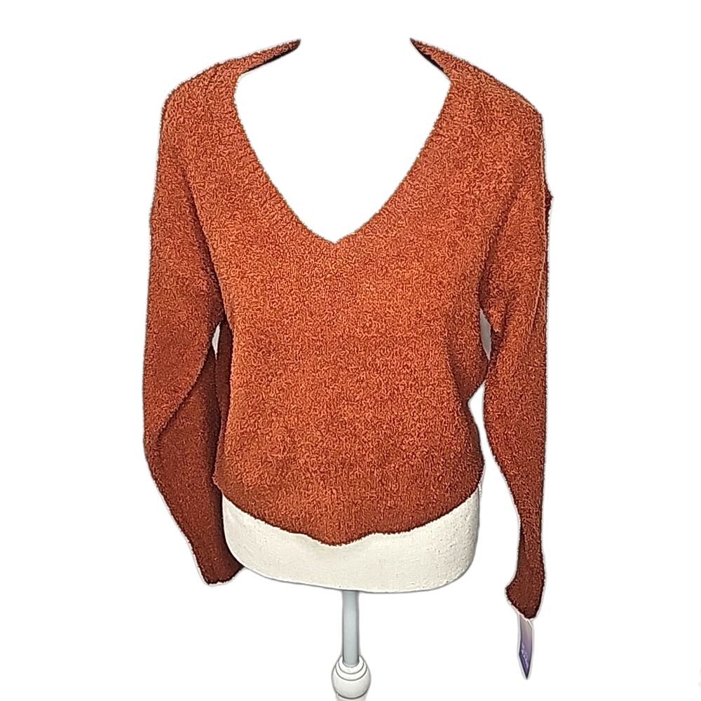 Sweater by Stars Above V-neck Lightweight  Burnt Orange Size XS NWT